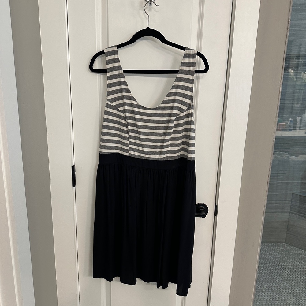 Xhilaration Gray and White Striped Skater Dress